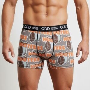 NEW! ODD Hooters Boxer Briefs - Brown and Orange Sz Medium NWT 12.16